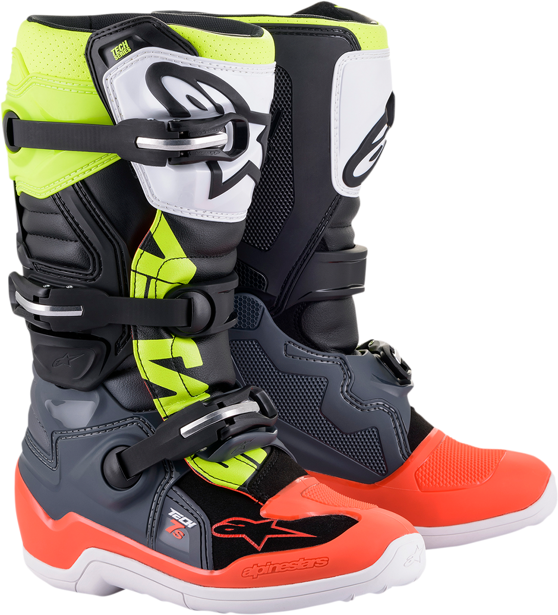 ALPINESTARS Youth Tech 7S Boots - Black/Gray/Red/White/Yellow - US 8 2015017-9058-8