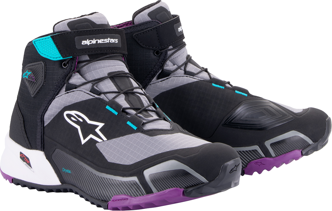 Zapatos ALPINESTARS Stella CR-X Drystar - Negro/Gris/Verde azulado/Púrpura - EU 8 261152313708 