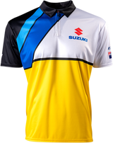FACTORY EFFEX Suzuki Team Pit Shirt - Blanco/Amarillo - Grande 23-85404 