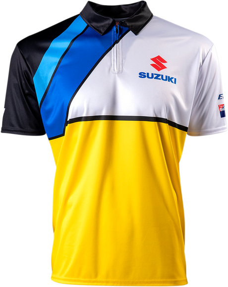 FACTORY EFFEX Suzuki Team Pit Shirt - White/Yellow - Large 23-85404