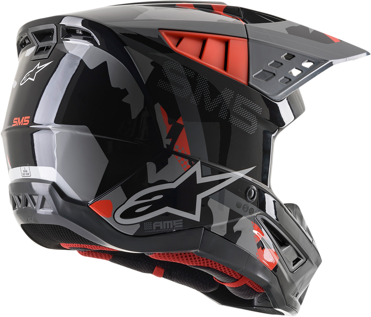 ALPINESTARS SM5 Helmet - Rover - Gray/Red - Small 8303921-1392-SM