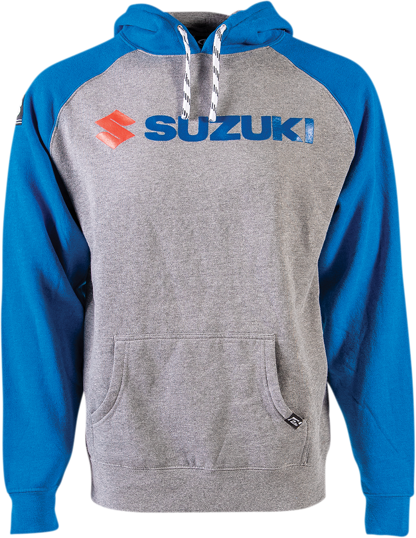 FACTORY EFFEX Suzuki Landscape Pullover Hoodie - Gray/Royal Blue - Medium 24-88402