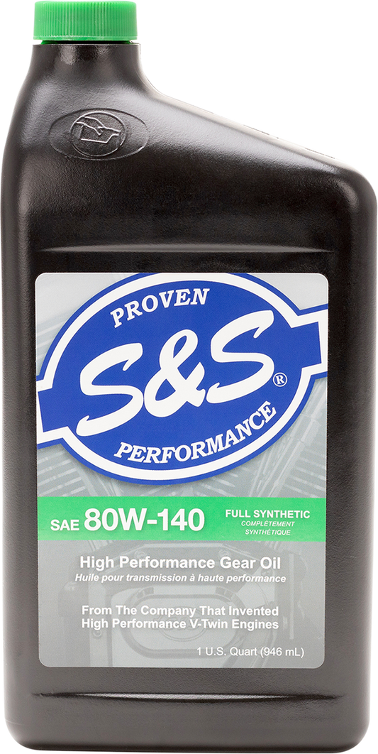 Aceite sintético para engranajes S&amp;S CYCLE - 80W-140 - 1 cuarto de galón estadounidense 153756