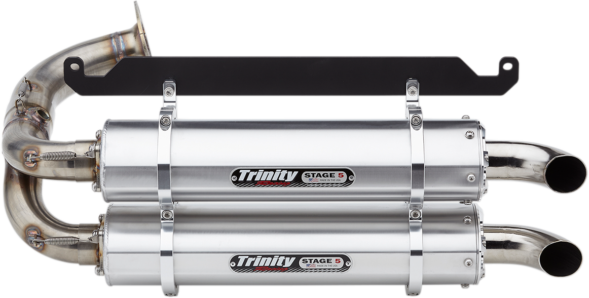 TRINITY RACING Stage 5 Slip-On Dual Muffler - Brushed Aluminum Talon 1000 2019-2022   TR-4169S