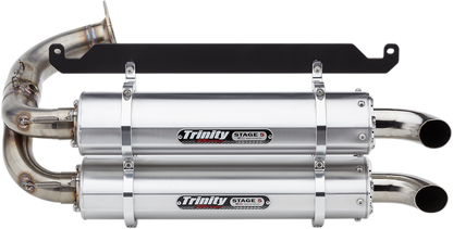 TRINITY RACING Stage 5 Slip-On Dual Muffler - Brushed Aluminum Talon 1000 2019-2022   TR-4169S
