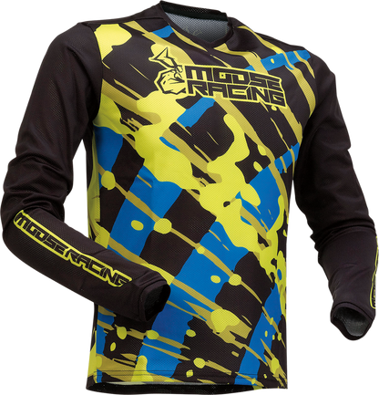 MOOSE RACING Youth Agroid Mesh Jersey - Black/Blue/Hi-Vis - Large 2912-2167