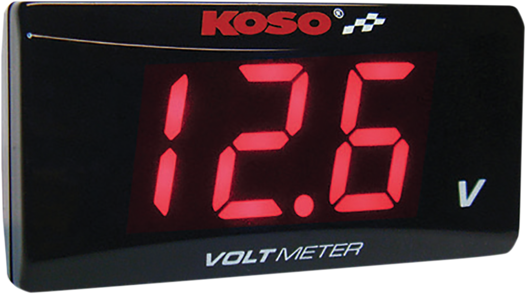 KOSO NORTH AMERICA Voltímetro súper delgado - Dígitos rojos - 2.22" W x 1.06" H x 0.43" D BA024R00