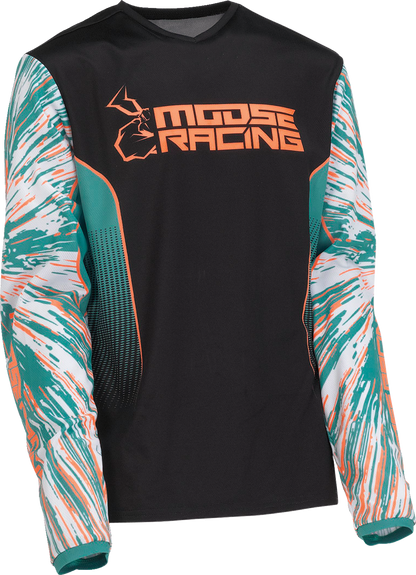Camiseta juvenil MOOSE RACING Agroid - Verde azulado/Naranja/Negro - Pequeña 2912-2252 