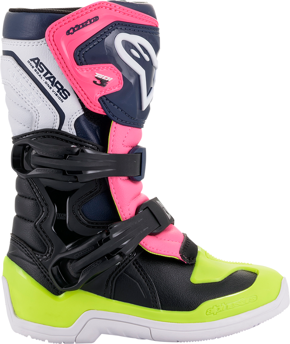 ALPINESTARS Youth Tech 3S Boots - Black/Blue/Pink - US 10 2014518-1176-10