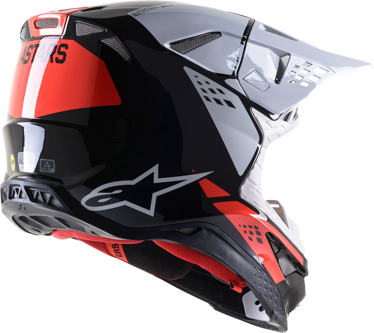 Casco ALPINESTARS Supertech M8 - Fábrica - Negro/Blanco/Rojo - Mediano 8302922-1233-MD