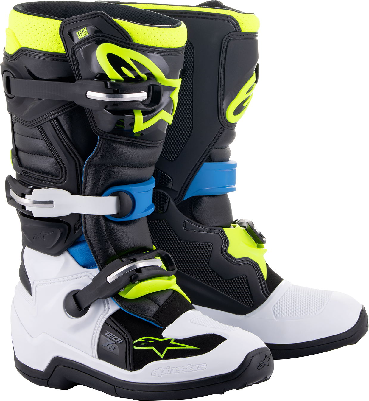 ALPINESTARS Youth Tech 7S Boots - Black/Blue/Yellow - US 8 2015017-1795-8