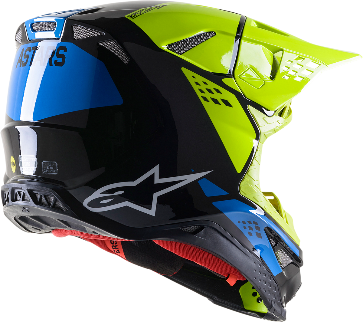 Casco ALPINESTARS Supertech M8 - Fábrica - Negro/Amarillo/Azul - Pequeño 8302922-1578-SM 