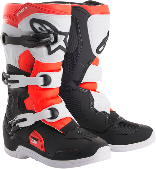 ALPINESTARS Tech 3S Boots - Black/White/Fluorescent Red - US 6 2014018-1231-6