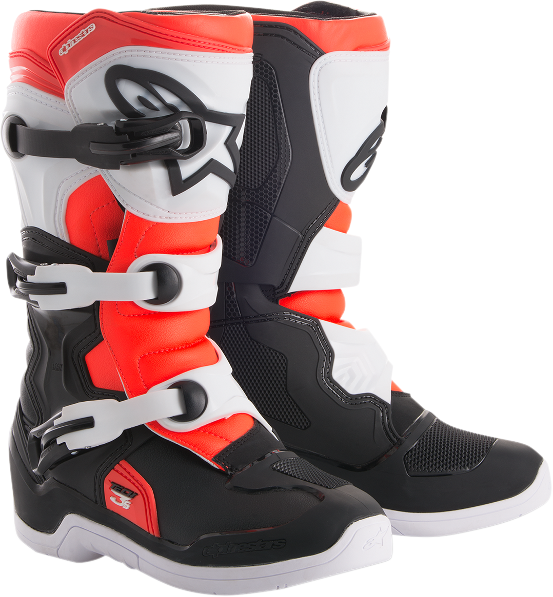 Botas ALPINESTARS Tech 3S - Negro/Blanco/Rojo fluorescente - US 8 2014018-1231-8 