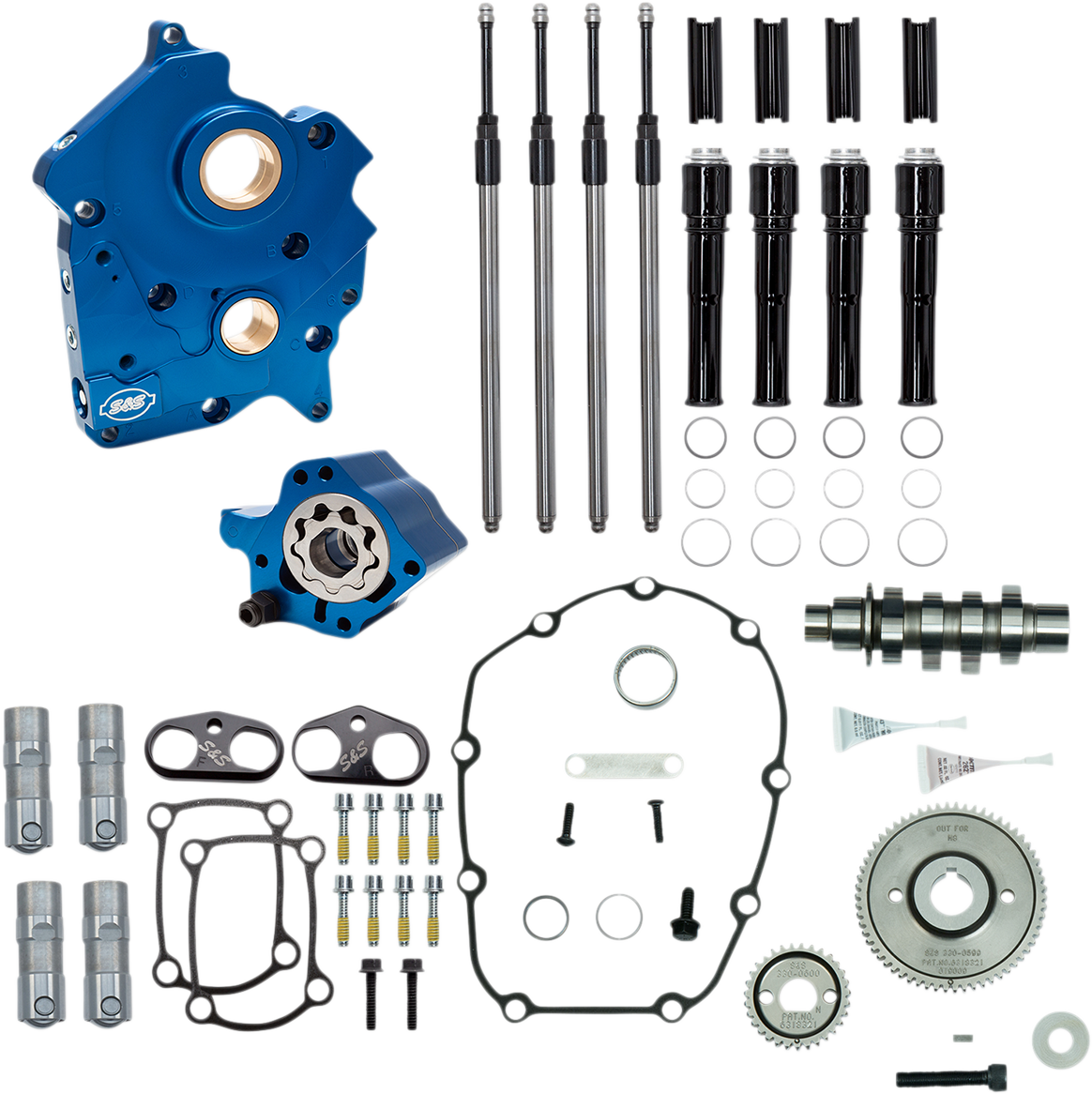 S&S CYCLE Cam Chest Kit with Plate M8 - Gear Drive - Water Cooled - 475 Cam - Black Pushrods 310-1010A