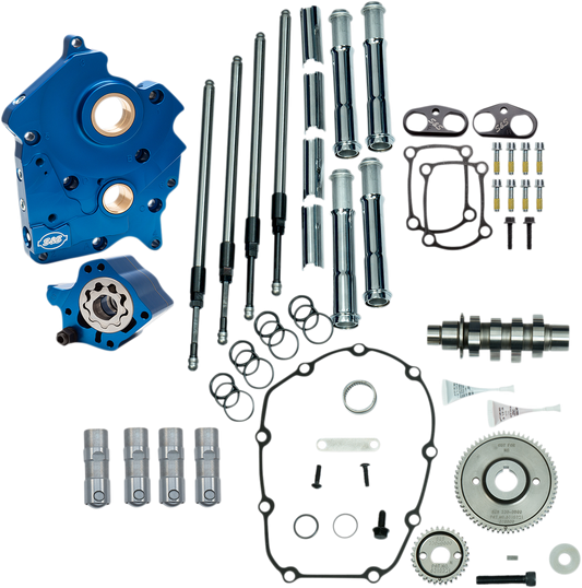 S&S CYCLE Cam Chest Kit with Plate M8 - Gear Drive - Oil Cooled - 465 Cam - Chrome Pushrods 310-1005A