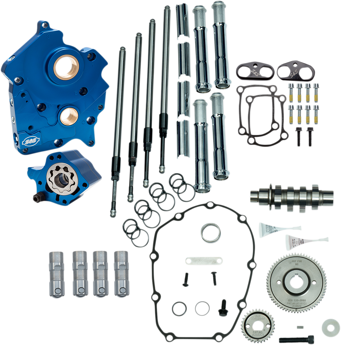 S&S CYCLE Cam Chest Kit with Plate M8 - Gear Drive - Oil Cooled - 465 Cam - Chrome Pushrods 310-1005A
