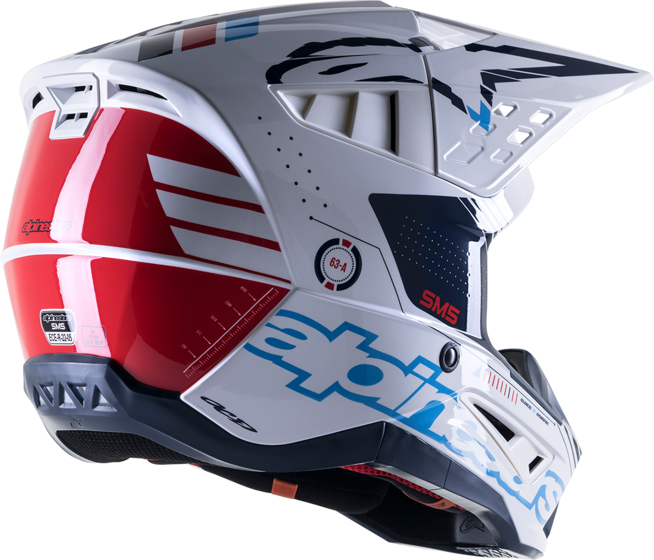 Casco ALPINESTARS SM5 - Acción - Blanco brillante/Cian/Negro - Mediano 8306122-2077-MD 