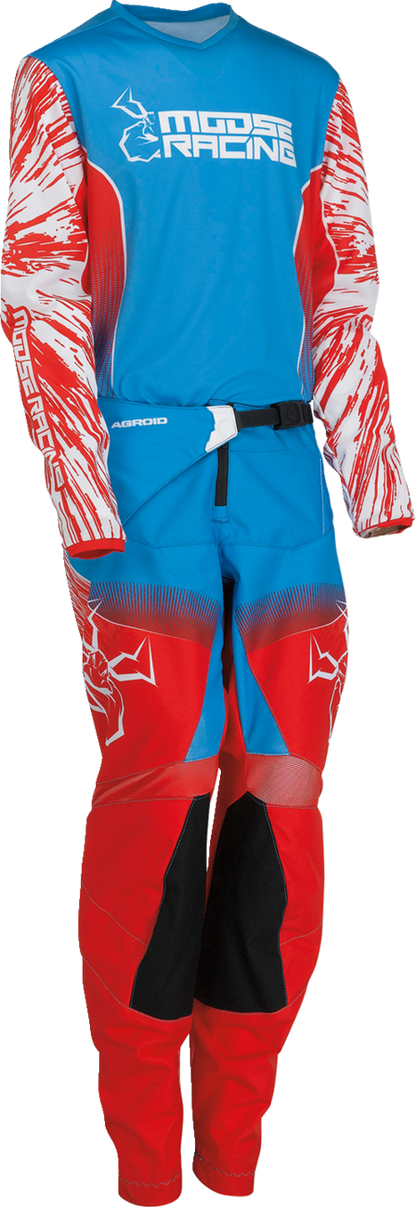 MOOSE RACING Pantalones Agroid para jóvenes - Rojo/Blanco/Azul - 20 2903-2268