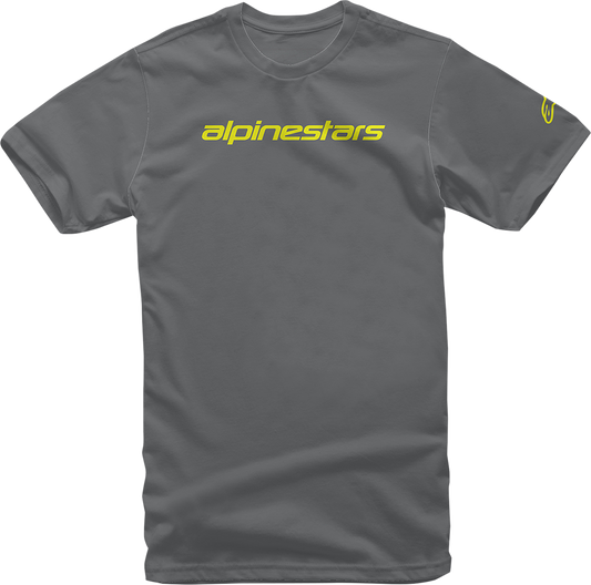 Camiseta ALPINESTARS Linear Wordmark - Carbón/Amarillo fluorescente - Grande 1212-720201852L