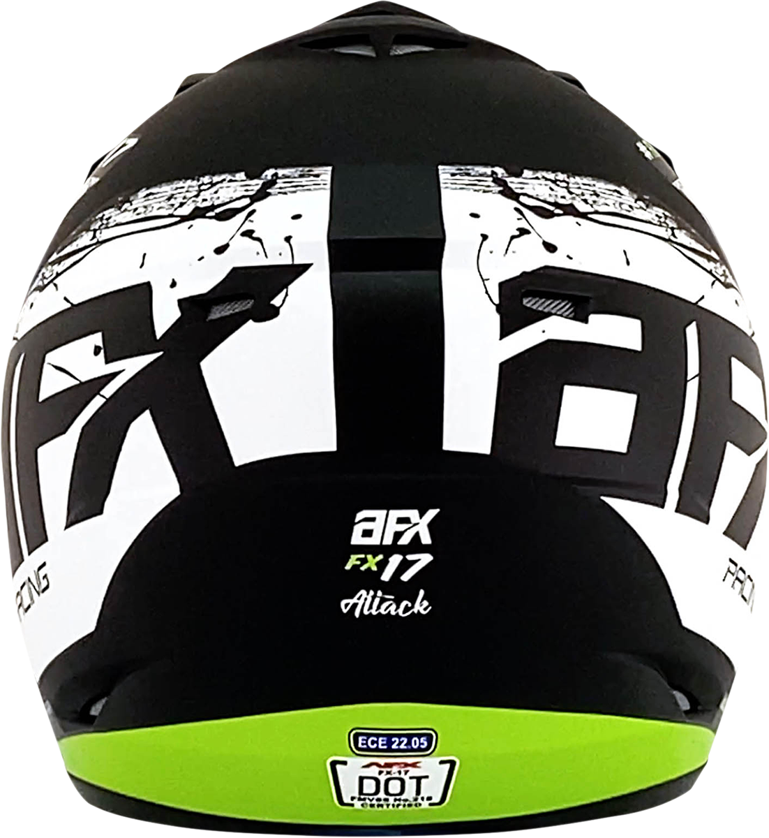 AFX FX-17Y Helmet - Attack - Matte Black/Green - Small 0111-1417