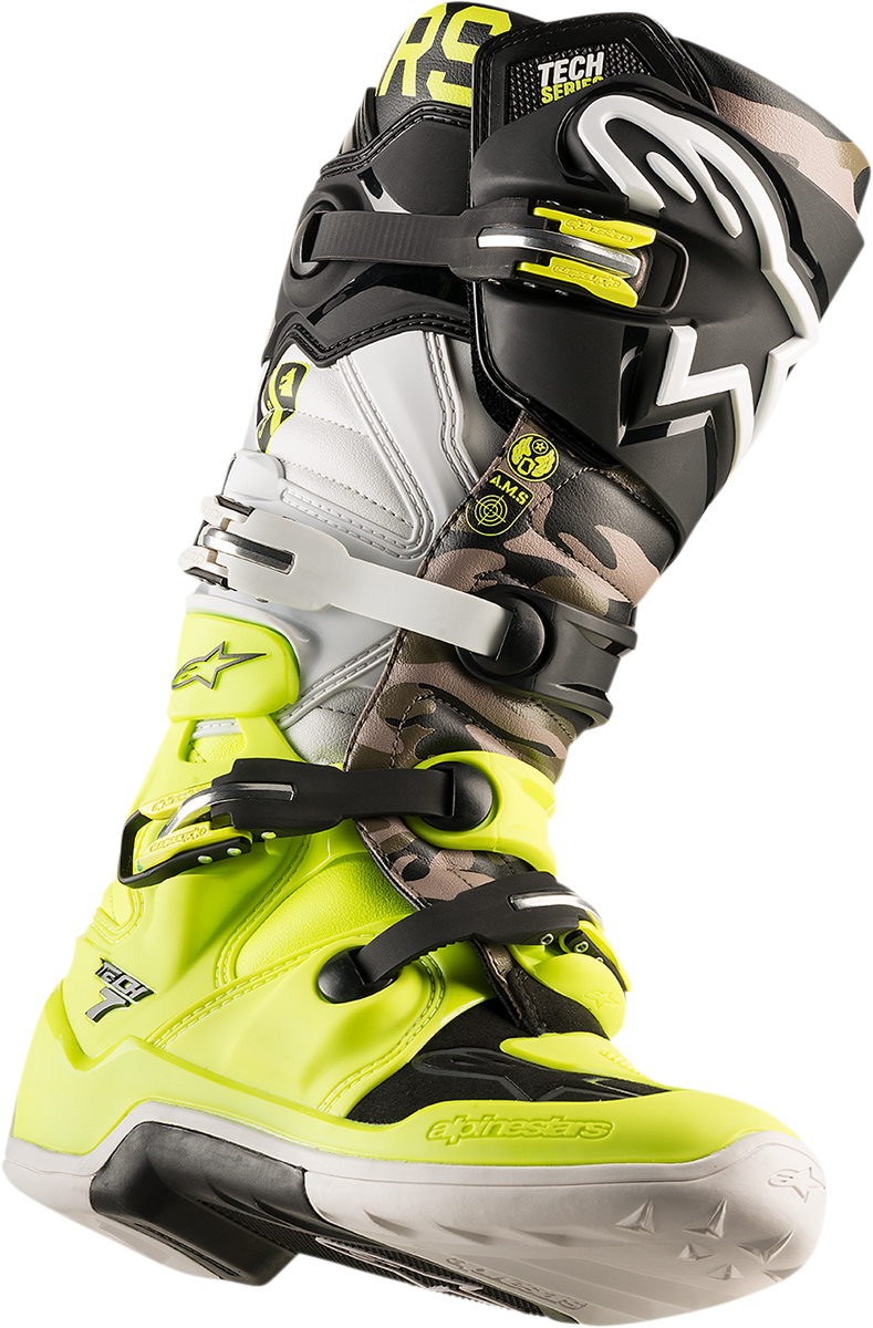 ALPINESTARS Limited Edition AMS Tech 7 Boots - Black/Yellow/White - US 8 2012014-158-8