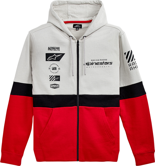 ALPINESTARS Position Zip Hoodie - Silver/Black/Red - 2XL 12125302210962X