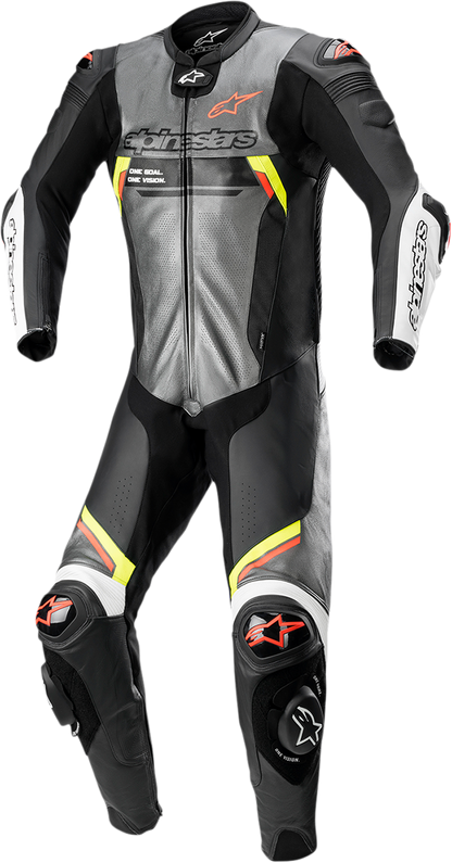 Traje de 1 pieza ALPINESTARS Missile Ignition v2 - Gris metálico/Negro/Amarillo/Rojo fluorescente - EE. UU. 36 / UE 46 3150222-9135-46 