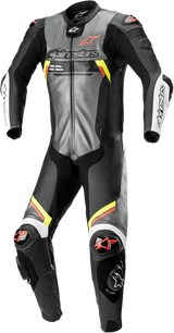 Traje de 1 pieza ALPINESTARS Missile Ignition v2 - Gris metálico/Negro/Amarillo/Rojo fluorescente - EE. UU. 48 / UE 58 3150222-9135-58