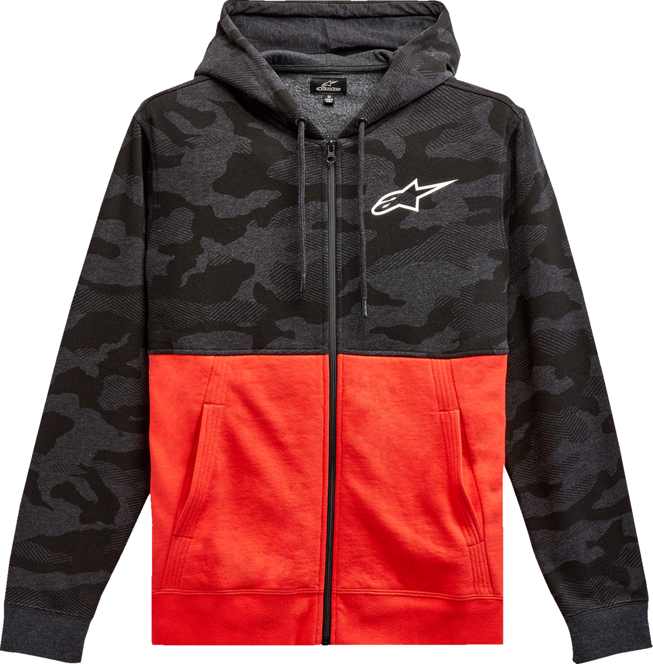 Sudadera con capucha ALPINESTARS Camo Block - Carbón jaspeado/rojo cálido - Grande 1213510501816L 