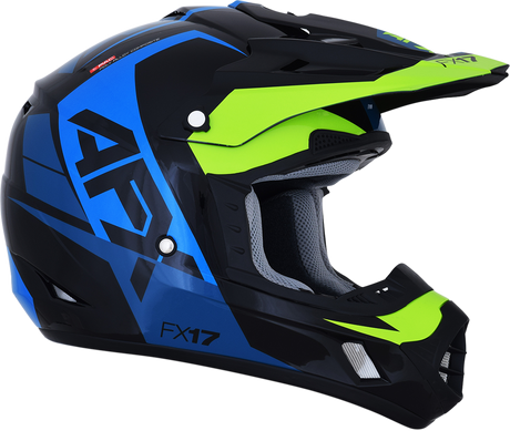 AFX FX-17 Helmet - Aced - Blue/Lime - Small 0110-6499