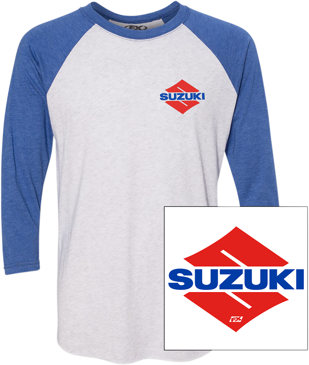 FACTORY EFFEX Camiseta con cuña Suzuki - Blanco/Azul real - Mediana 23-87422 