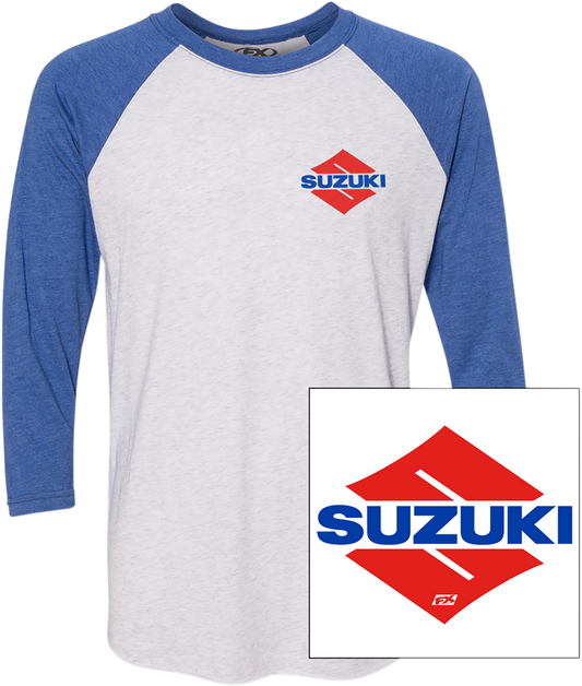 FACTORY EFFEX Camiseta con cuña Suzuki - Blanco/Azul real - 2XL 23-87428 