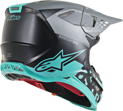 ALPINESTARS Supertech M8 Helmet - Radium - MIPS - Black Matte/Mid Gray/Teal - 2XL 8301519-1306-2X