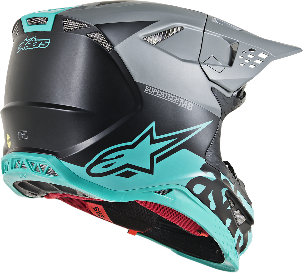 ALPINESTARS Supertech M8 Helmet - Radium - MIPS - Black Matte/Mid Gray/Teal - Small 8301519-1306-SM