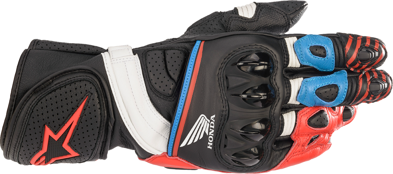 ALPINESTARS Honda GP Plus R v2 Gloves - Black/Bright Red/Blue - Large 3556321-1317-L