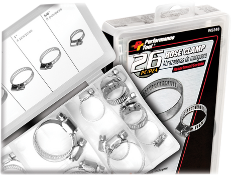 PERFORMANCE TOOL Abrazaderas para manguera - Surtido - 26 piezas W5348 