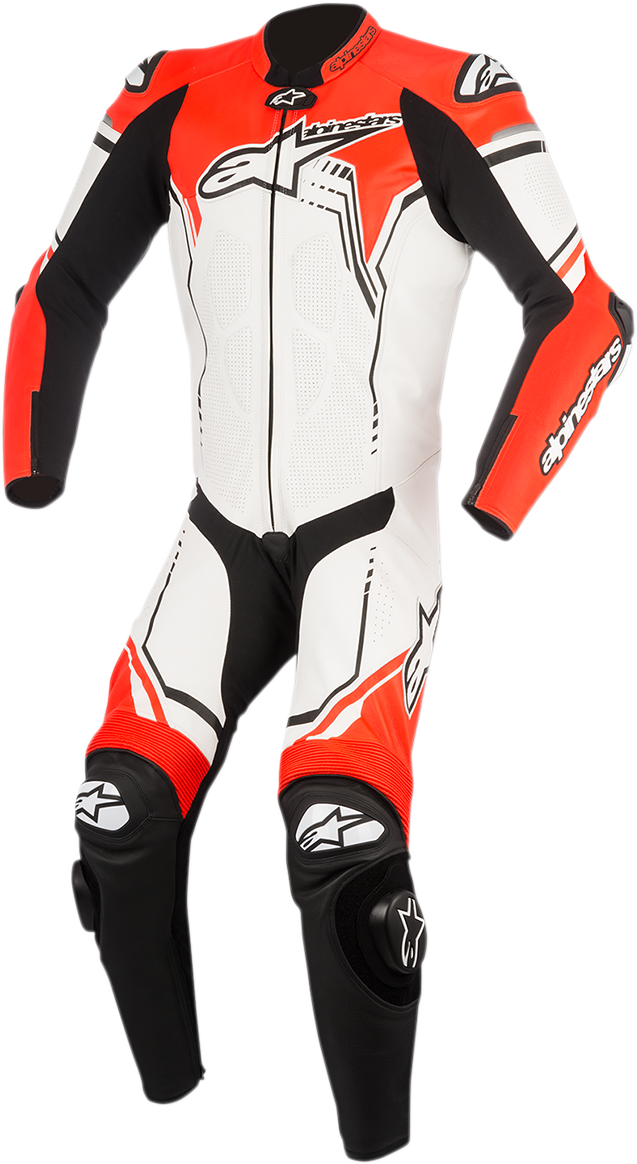 Traje de cuero de 1 pieza ALPINESTARS GP Plus v2 - Blanco/Negro/Rojo fluorescente - US 46 / EU 56 3150518-233-56 