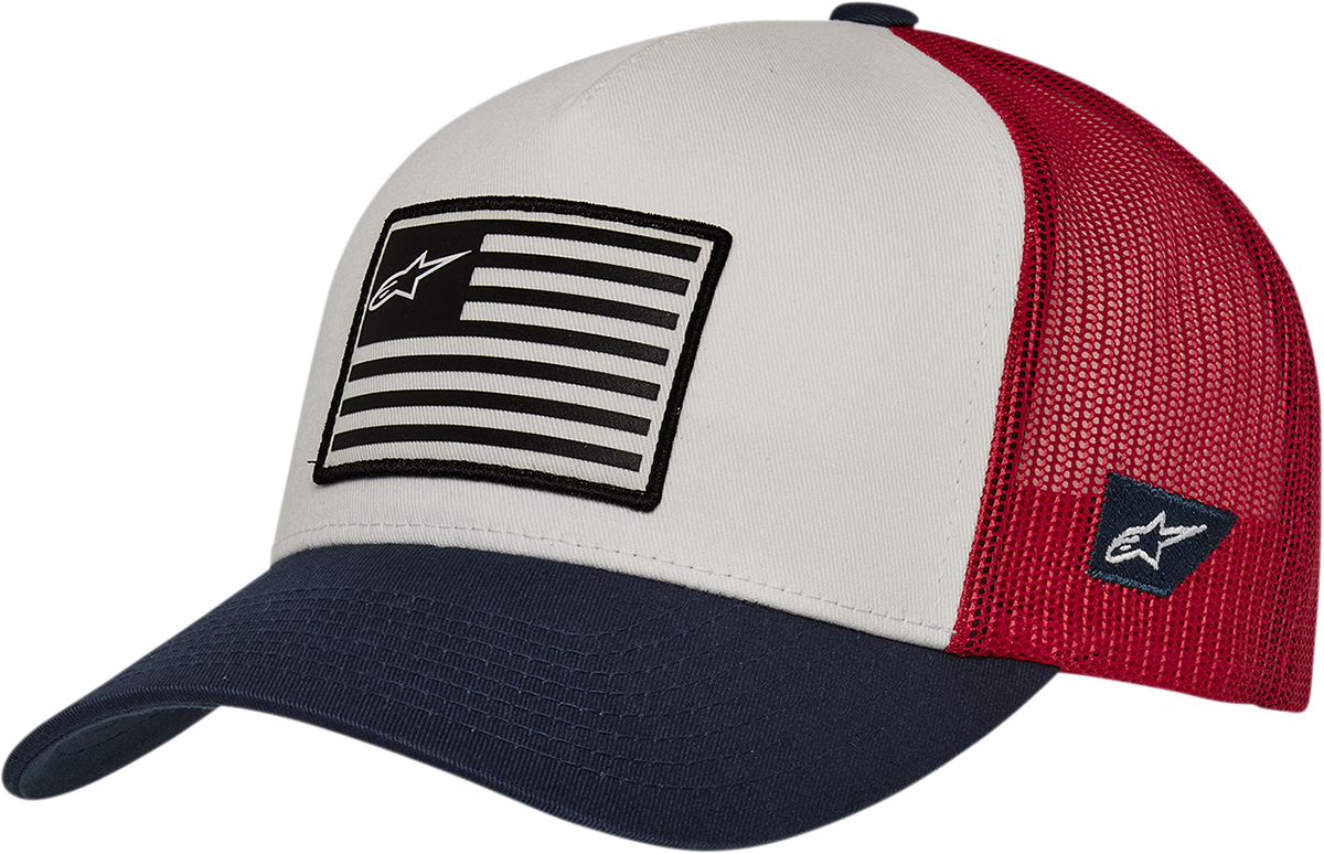 Gorra ALPINESTARS Flag Snapback - Blanco/Azul Marino/Rojo - Talla única 1211810132074OS 