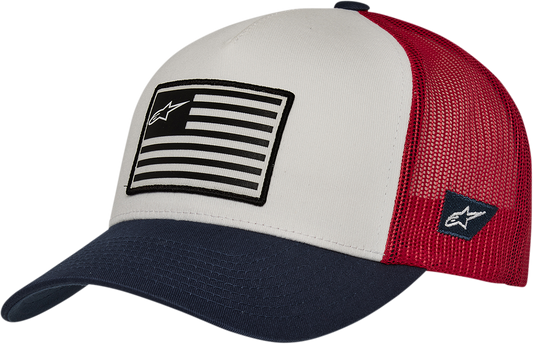 Gorra ALPINESTARS Flag Snapback - Blanco/Azul Marino/Rojo - Talla única 1211810132074OS 