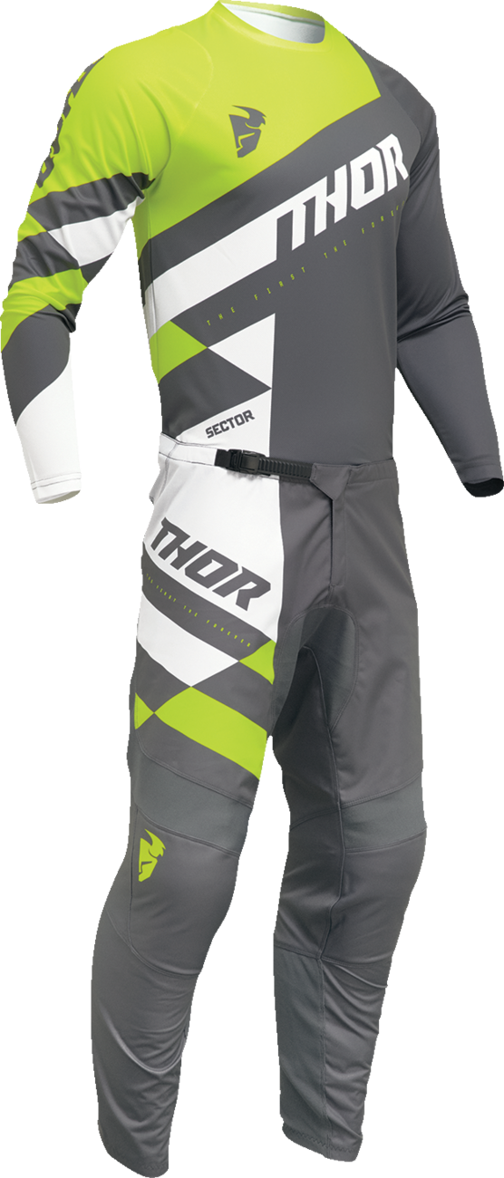 THOR Youth Sector Checker Jersey - Gray/Green - XS 2912-2419