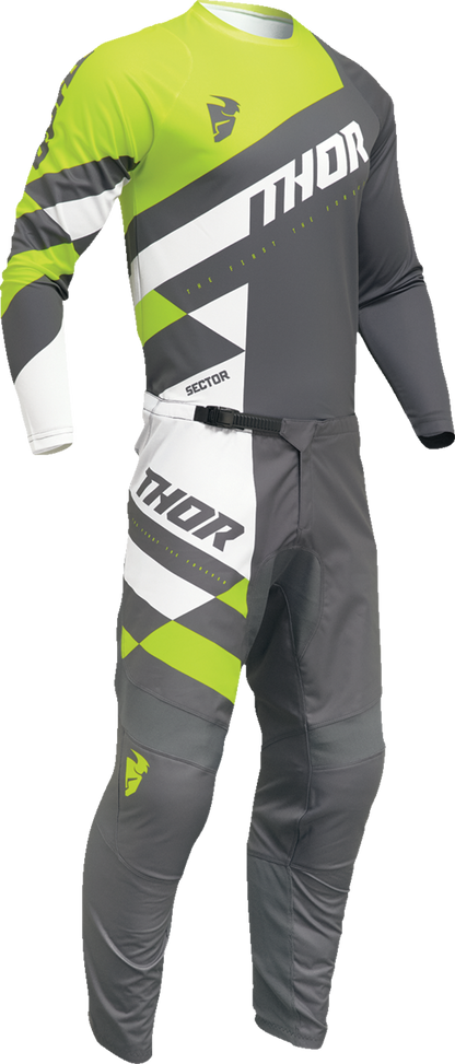 THOR Youth Sector Checker Jersey - Gray/Green - XS 2912-2419