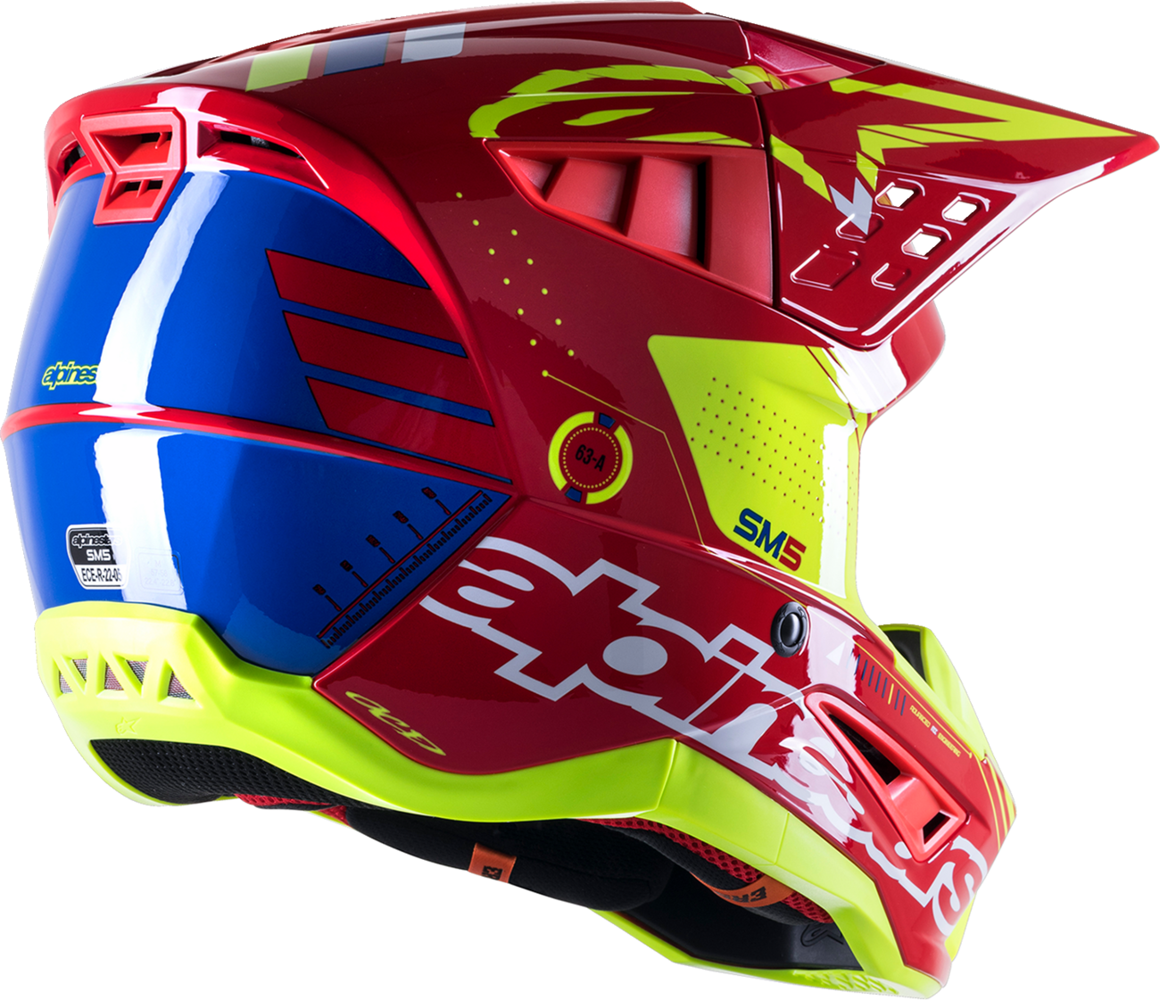 Casco ALPINESTARS SM5 - Acción - Rojo/Blanco/Amarillo Fluo - Mediano 8306122-3325-MD 