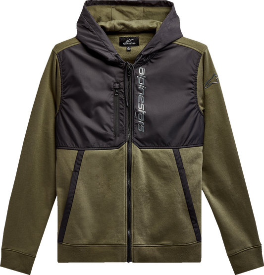 Sudadera con capucha y cremallera ALPINESTARS Aligned - Militar/Negro - 2XL 12135100069102X