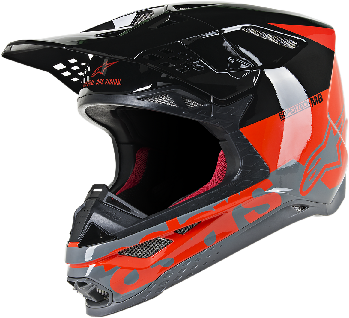 ALPINESTARS Supertech M8 Helmet - Radium - MIPS - Red Fluo/Black/Mid Gray Glossy - XL 8301519-3183-XL