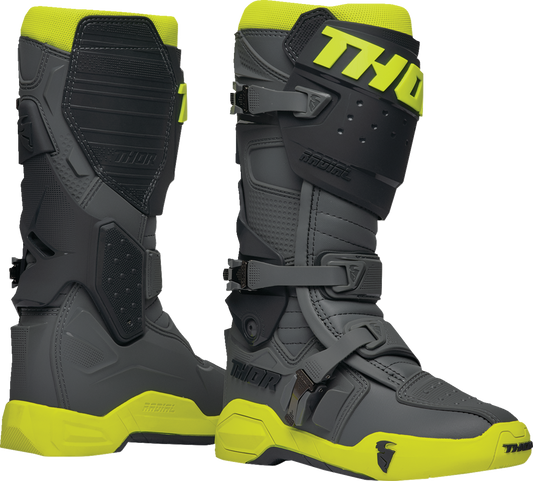 THOR Radial Boots - Gray/Fluorescent Yellow - Size 10 3410-2748