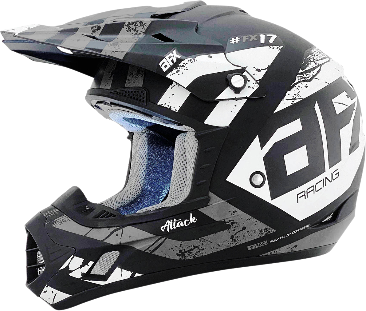 AFX FX-17 Helmet - Attack - Matte Black/Silver - Large 0110-7145