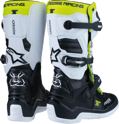 MOOSE RACING Youth Tech 7S Boots - Black/White/Yellow - US 2 0215024-125-2
