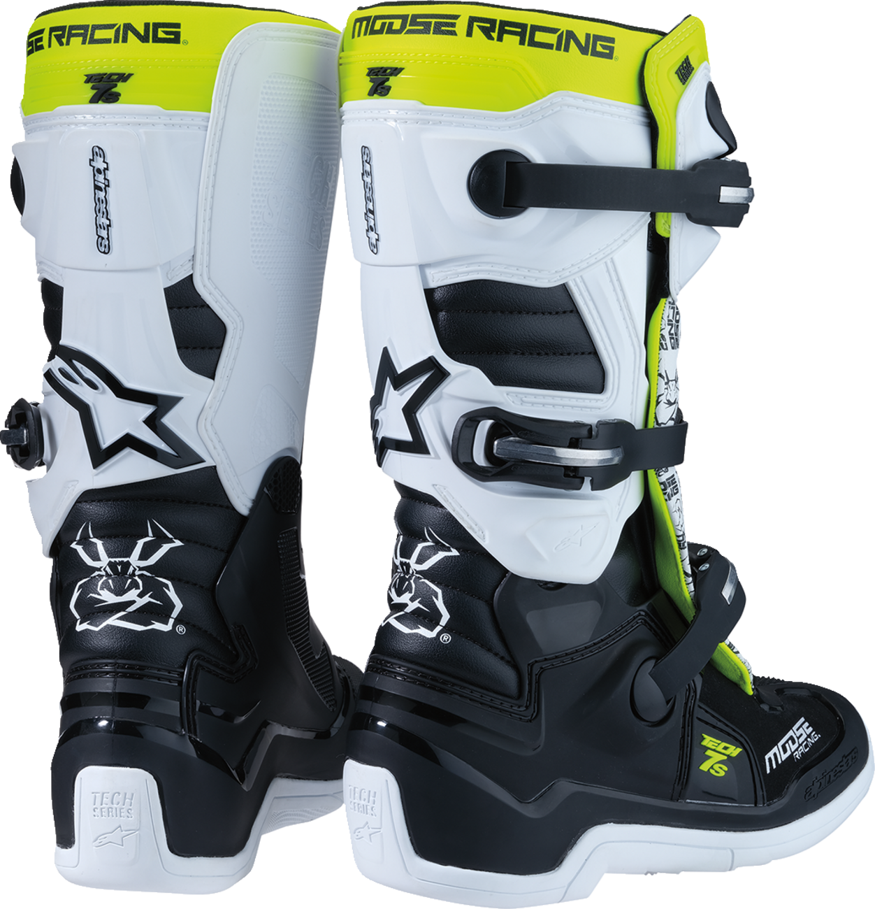 MOOSE RACING Youth Tech 7S Boots - Black/White/Yellow - US 7 0215024-125-7