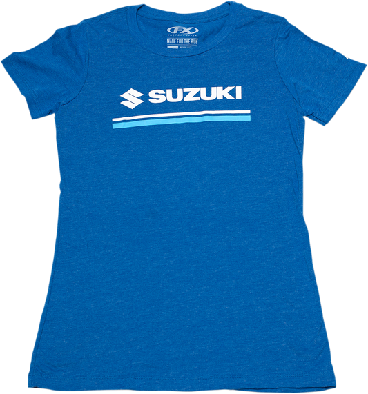 FACTORY EFFEX Camiseta Suzuki Stripes para mujer - Azul real - Pequeña 22-87430 